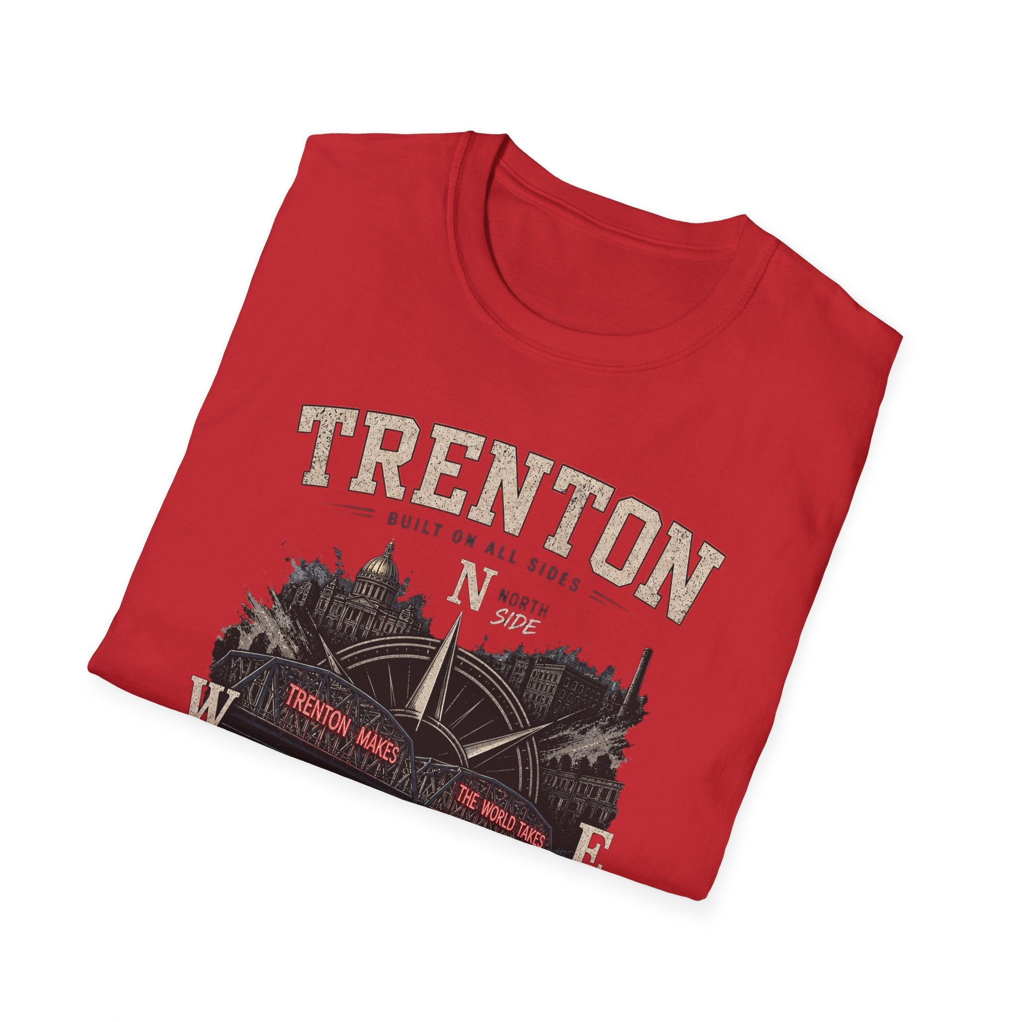 "One City. Four Sides. One Trenton." Tee– Nautical City Map Design