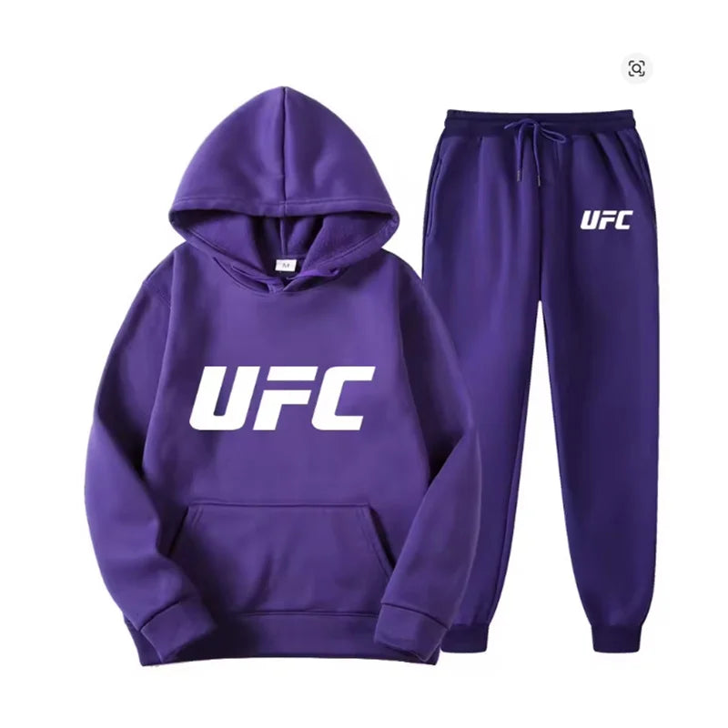 Men's hooded sweatshirt and sweatpants set casual long-sleeved geometric print hooded style pocket comfortable Streetwear style