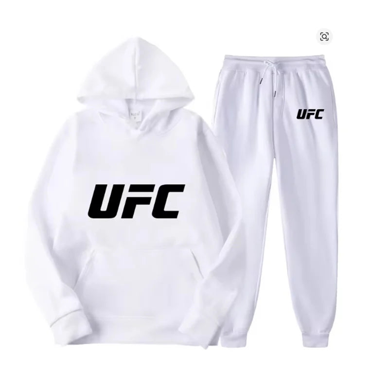 Men's hooded sweatshirt and sweatpants set casual long-sleeved geometric print hooded style pocket comfortable Streetwear style