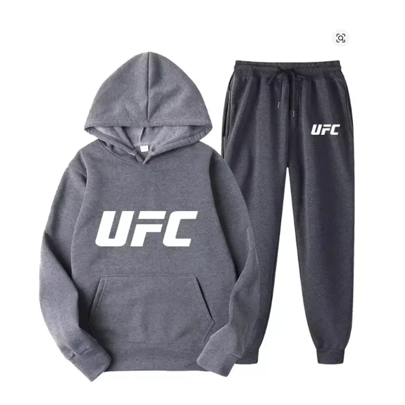 Men's hooded sweatshirt and sweatpants set casual long-sleeved geometric print hooded style pocket comfortable Streetwear style