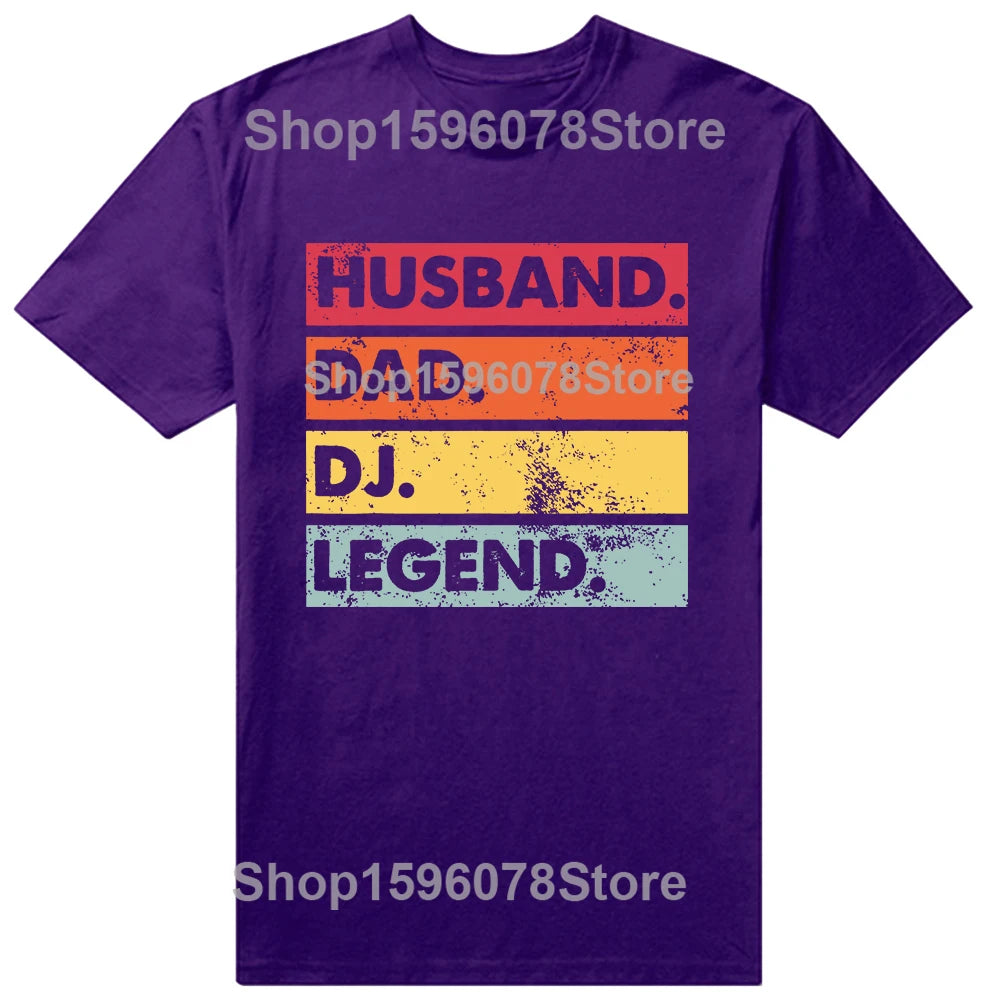 Husband Dad DJ Legend Funny Disc Music Player T Shirts Summer Graphic Cotton Streetwear Short Sleeve Birthday Gifts T-shirt Men