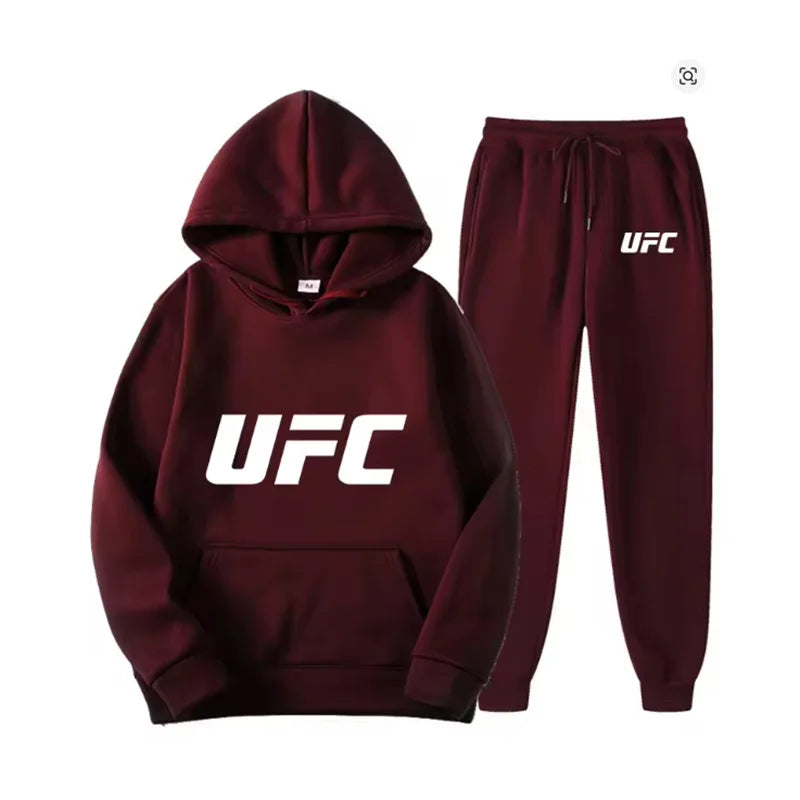 Men's hooded sweatshirt and sweatpants set casual long-sleeved geometric print hooded style pocket comfortable Streetwear style