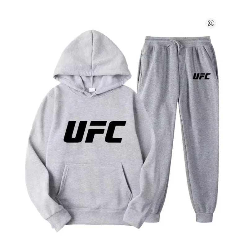 Men's hooded sweatshirt and sweatpants set casual long-sleeved geometric print hooded style pocket comfortable Streetwear style