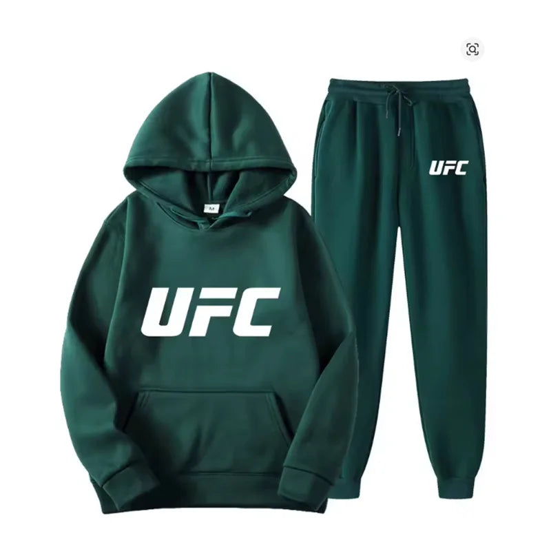 Men's hooded sweatshirt and sweatpants set casual long-sleeved geometric print hooded style pocket comfortable Streetwear style