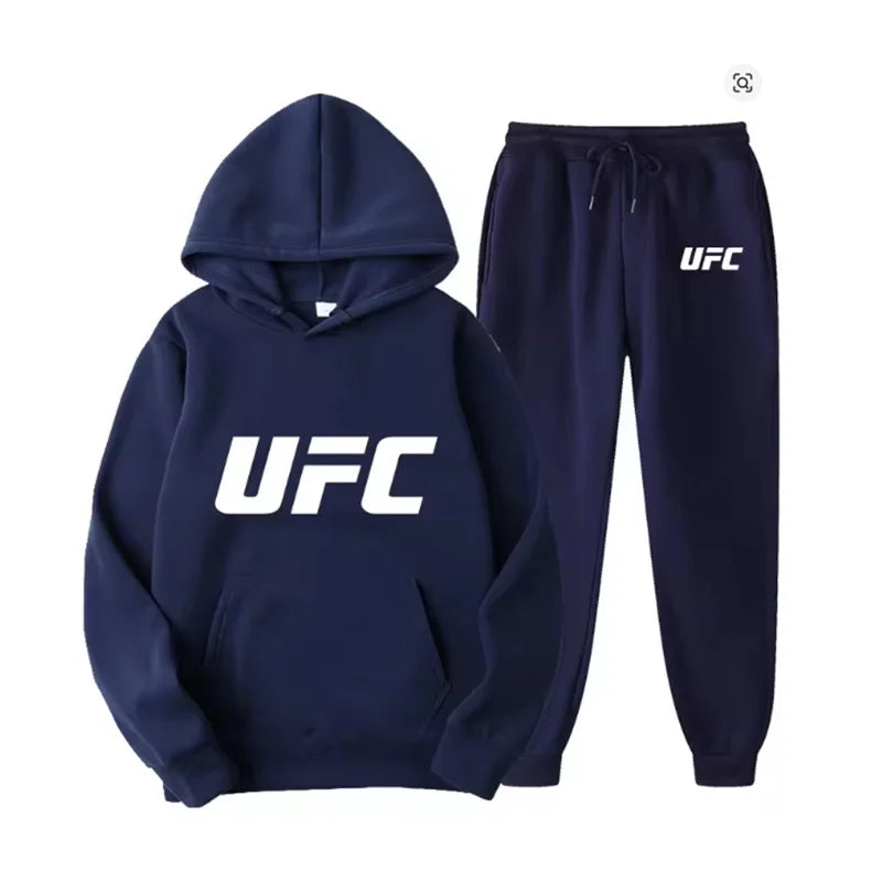Men's hooded sweatshirt and sweatpants set casual long-sleeved geometric print hooded style pocket comfortable Streetwear style