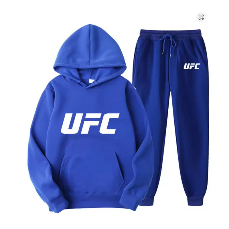 Men's hooded sweatshirt and sweatpants set casual long-sleeved geometric print hooded style pocket comfortable Streetwear style