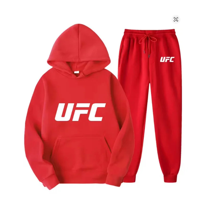 Men's hooded sweatshirt and sweatpants set casual long-sleeved geometric print hooded style pocket comfortable Streetwear style