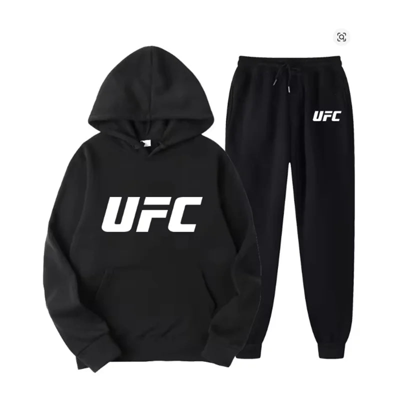 Men's hooded sweatshirt and sweatpants set casual long-sleeved geometric print hooded style pocket comfortable Streetwear style