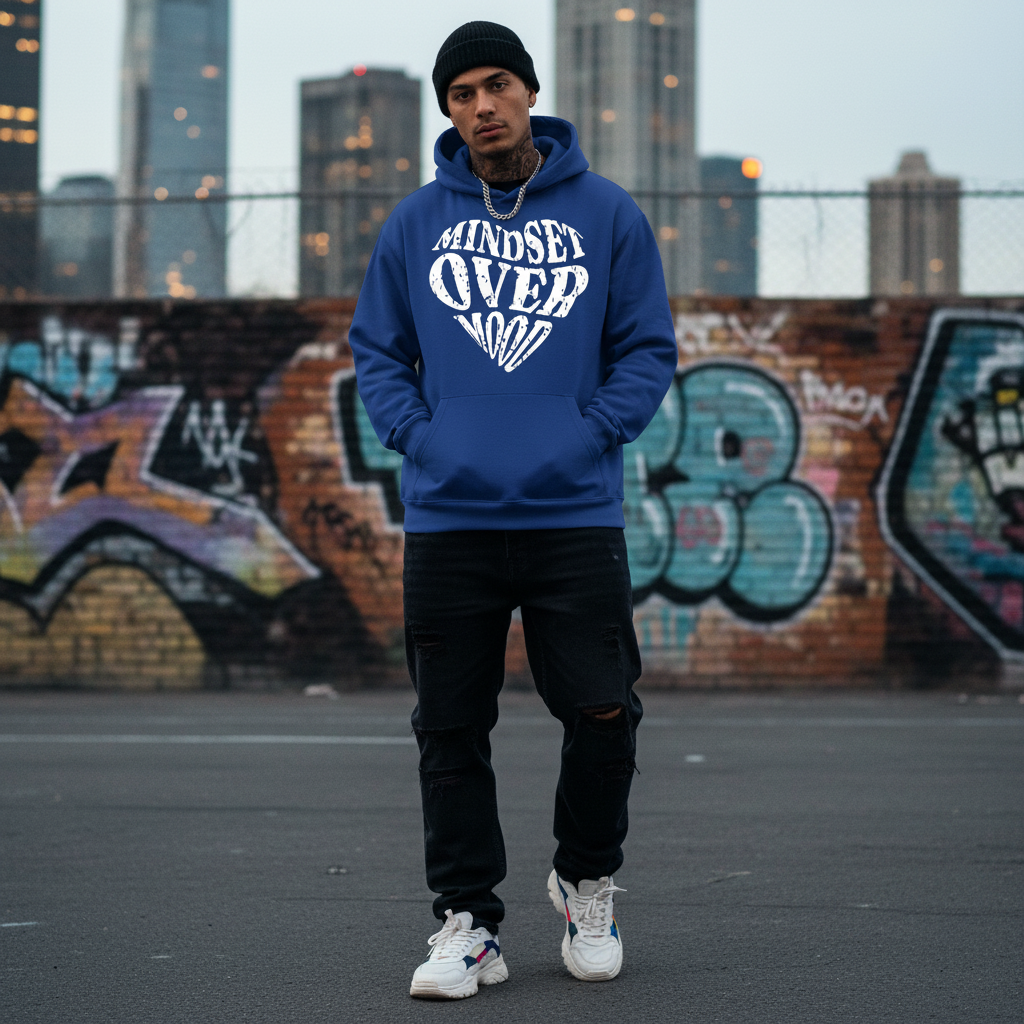 Blue Mindset Over Mood Hoodie