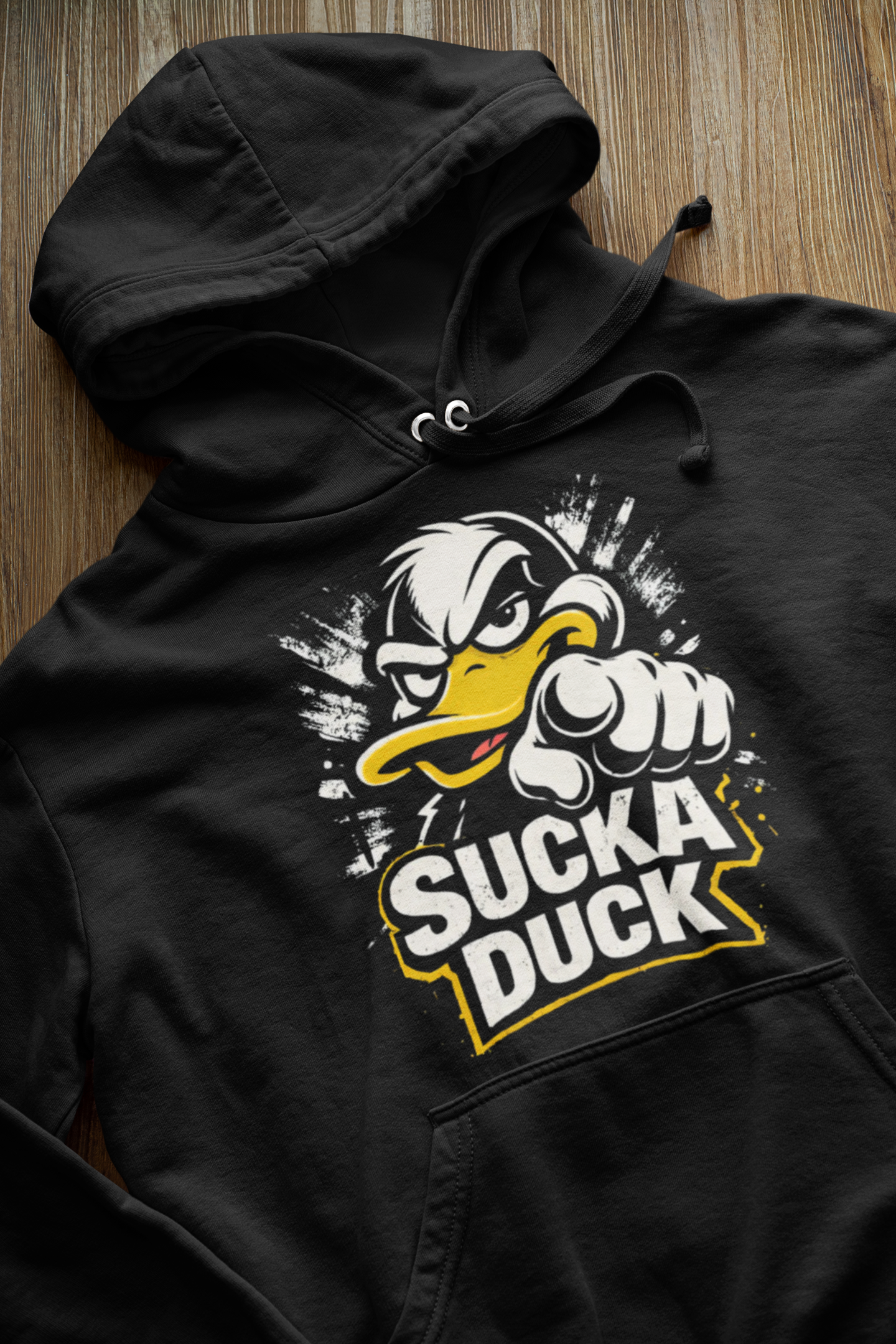 SUCKA DUCK™ Premium Graphic Hoodie – Black Streetwear Pullover (Unisex)