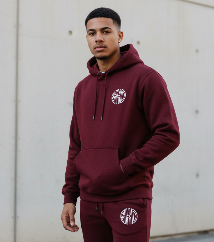 Lifestyle mockup with SKD monogram embroidery