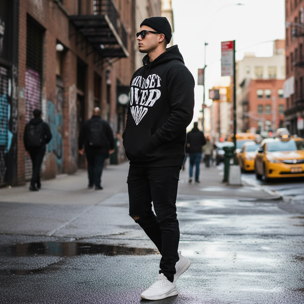 Mindset Over Mood Hoodie - Side View