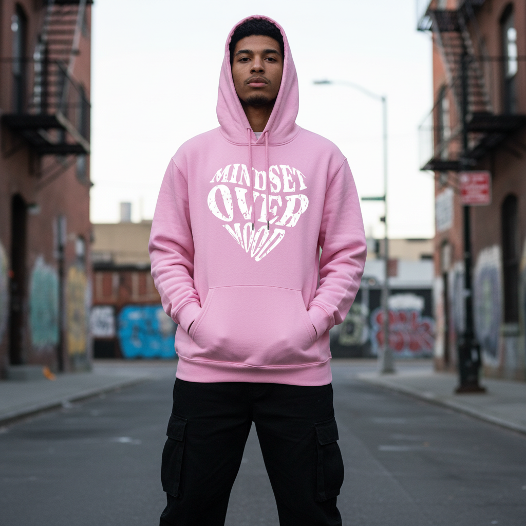 Pink Mindset Over Mood Hoodie