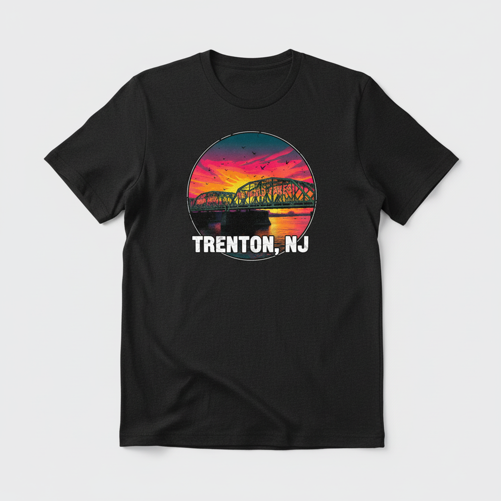 Trenton Bridge Black Tee Mockup