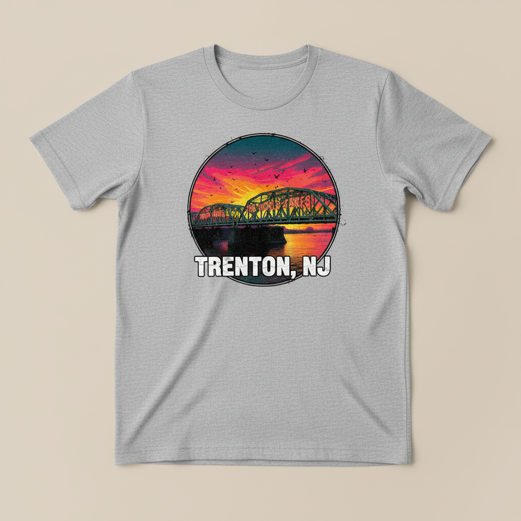 Trenton Bridge Gray Tee Mockup