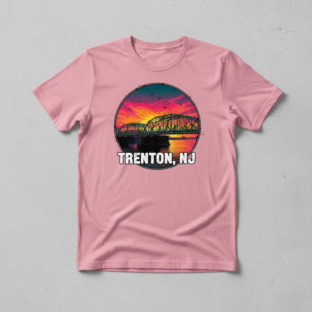 Trenton Bridge Pink Tee Mockup