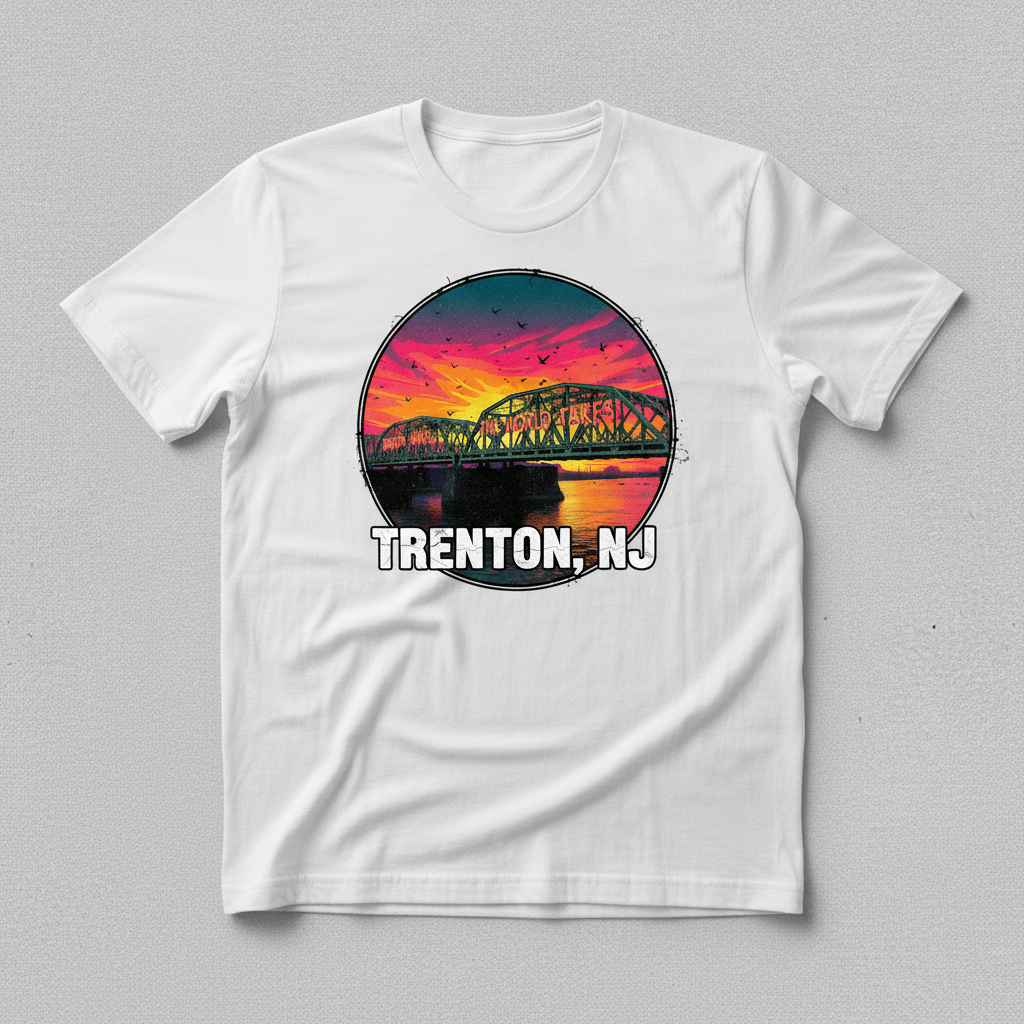 Trenton Bridge White Tee Mockup